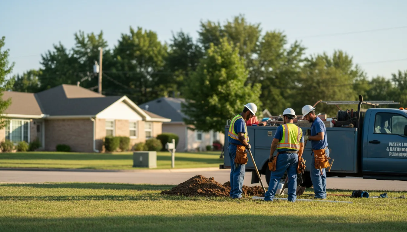 Residential water line and bathroom plumbing service in Bellville, TX